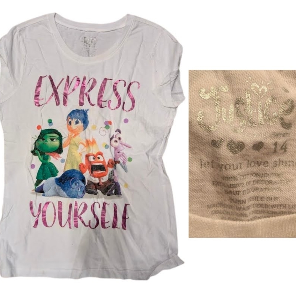 Justice White Tee with Expressive Characters Design